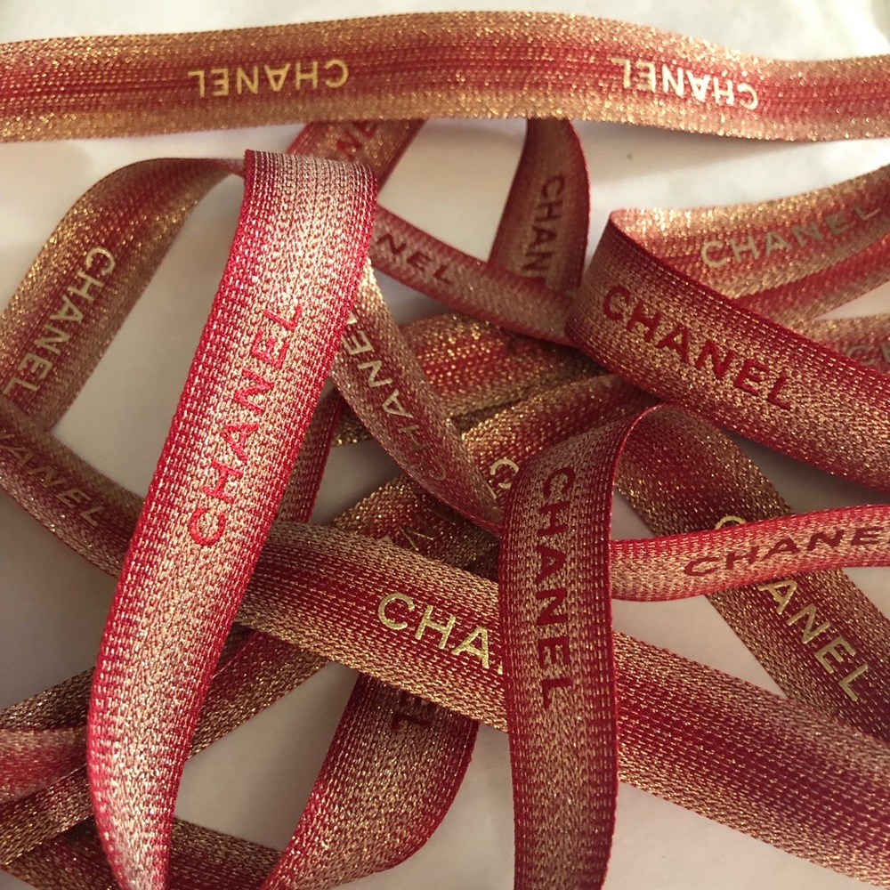 3 Yards Chanel Red & Gold Ribbon - Picture 3 of 4